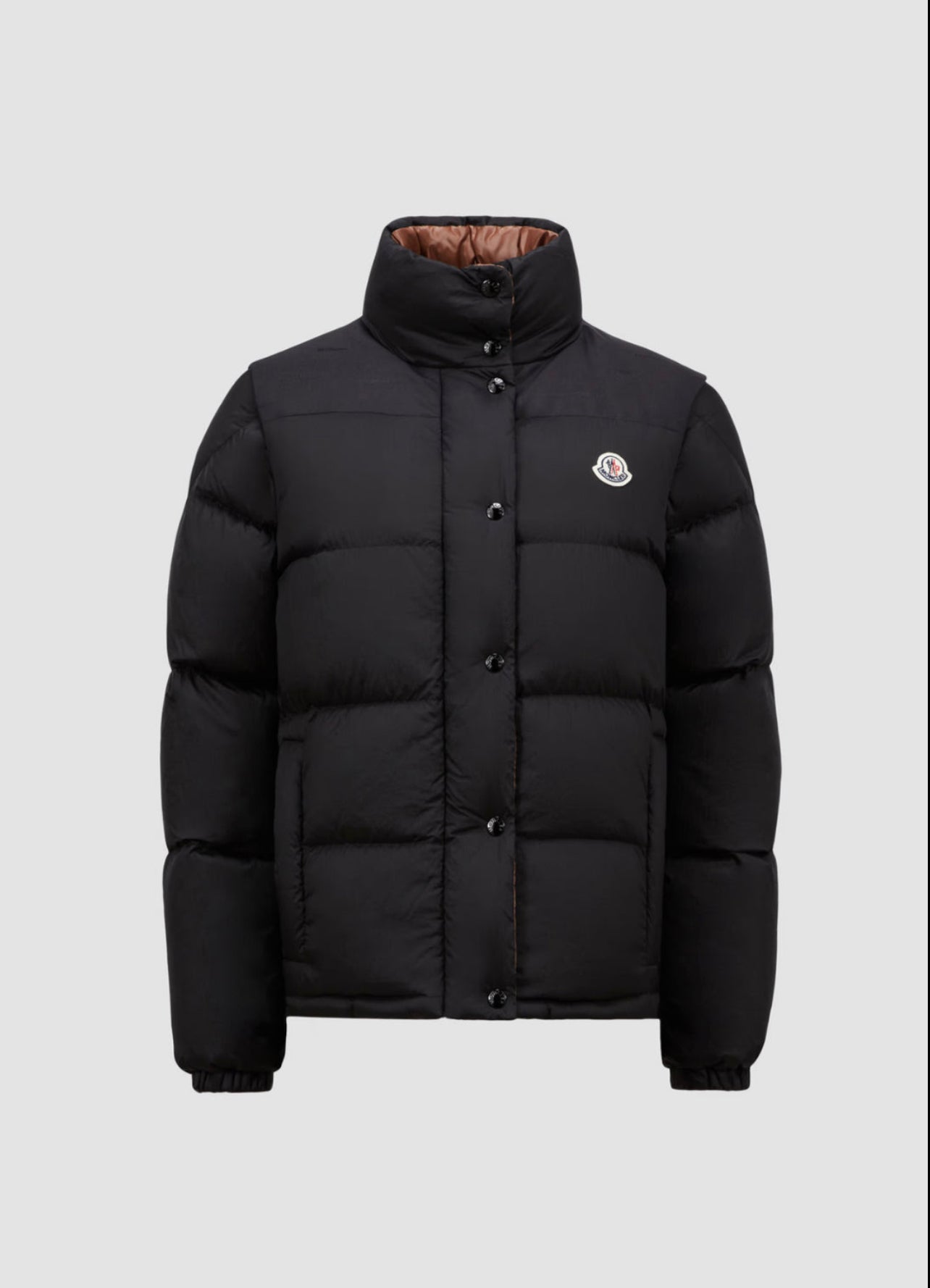 GIUBBOTTO MONCLER DONNA CORTO NERO OPACO LOGO PETTO
