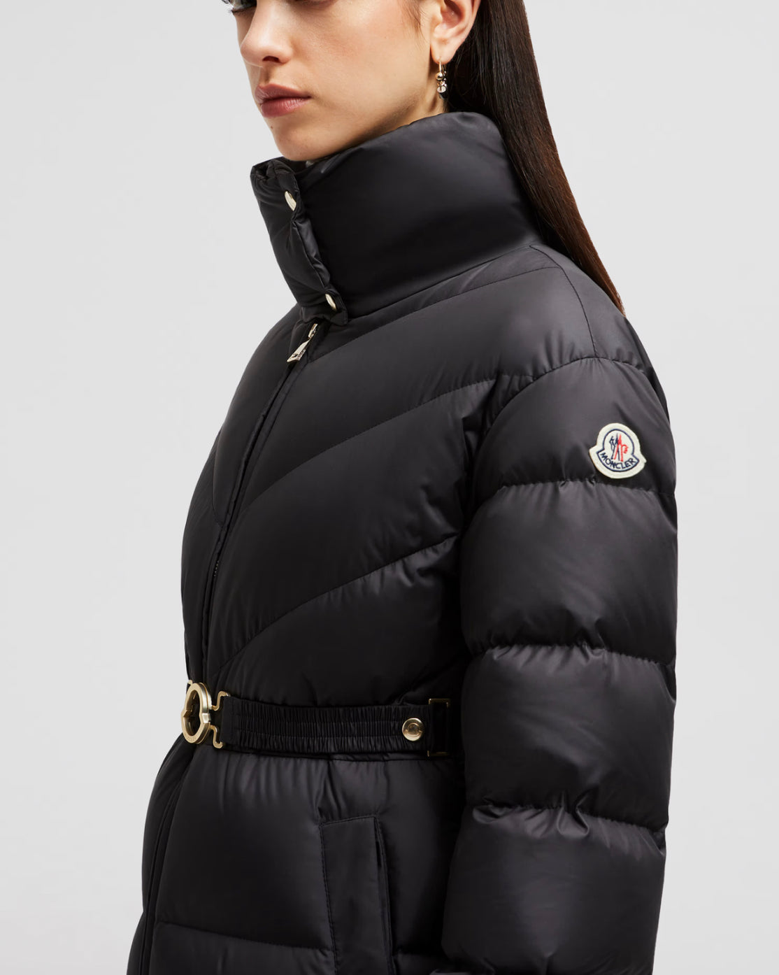 GIUBBOTTO MONCLER DONNA LUNGO CON CINTA NERO