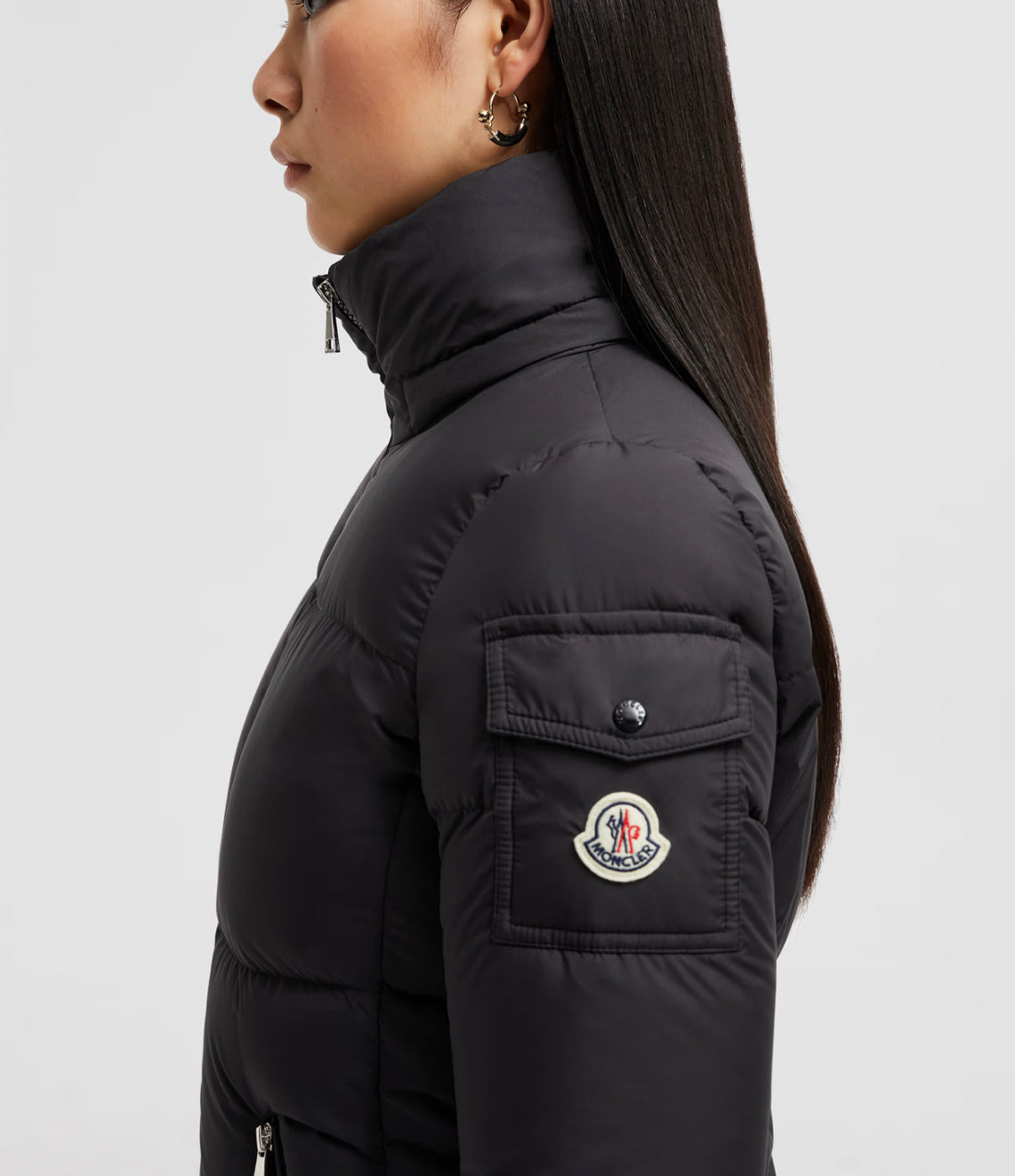 GIUBBOTTO MONCLER DONNA CORTO NERO OPACO CAPPUCCIO