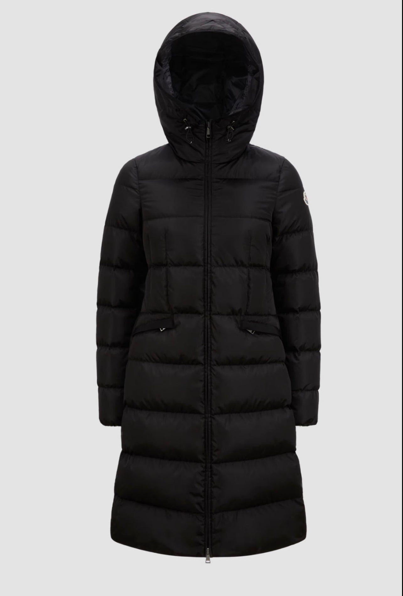 GIUBBOTTO MONCLER DONNA NERO LUNGO OPACO CAPPUCCIO