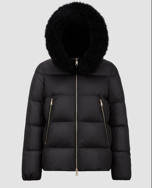 GIUBBOTTO MONCLER DONNA NERO CON PELLICCIA