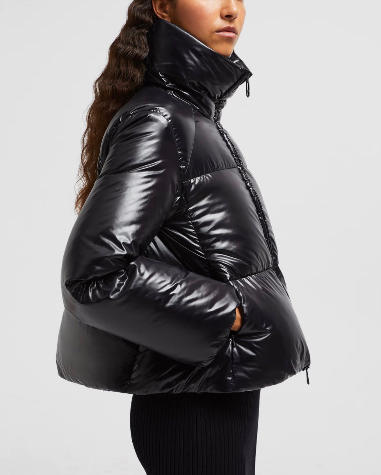 GIUBBOTTO MONCLER DONNA CORTO NERO DIAGONALE